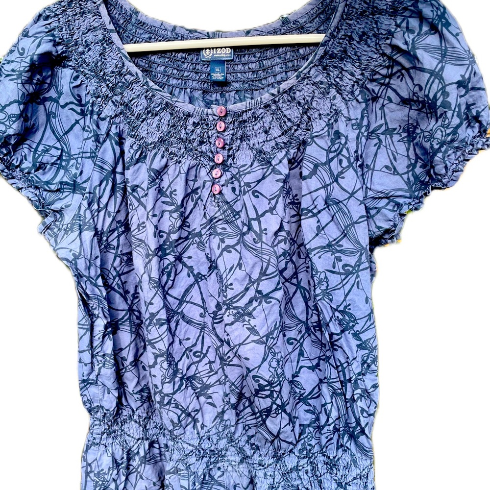 Izod Women’s Summer Short Sleeve Peasant Blouse